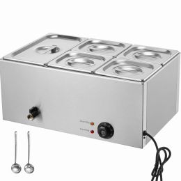 24QT Commercial Food Warmer, 5-Pan Electric Steam Table