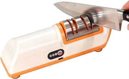 Rechargeable Electric knife sharpener, Professional 2-Stages Knife Sharpener, Fast and Precise Sharpening with Diamond Abrasive Wheels