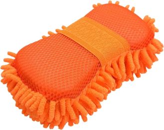 Microfiber Car Wash Sponge, Scratch-Free Vehicle Washing Mitt with Chenille & Mesh Sides