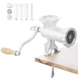 Manual Meat Grinder, Heavy Duty Cast Iron Hand Meat Grinder with Steel Table Clamp, Meat Mincer Sausage Maker with 1 Cutting Blade, 2 Cutting Pla