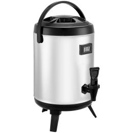 Insulated Beverage Dispenser, 1.5 Gal/6L Stainless Steel Thermal Drink Server with Spigot & Temp Display, Suitable for Hot and Cold Drinks