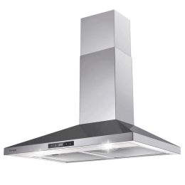 30 Inch Range Hood Wall Mounted 450 CFM Touch Panel Kitchen Stainless Steel Vented (Option: 30inch)