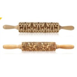 Rolling Pin Christmas Embossing (Option: Reindeer+B 35cm)