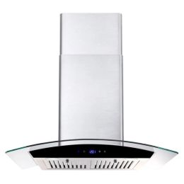 30 Inch Wall Mounted Range Hood 700CFM Tempered Glass Touch Panel Control Vented LEDs (Option: TouchControlBlack)