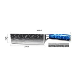8-inch Chef Knife with Blue Resin Handle (Option: 7inch small kitchen knife)