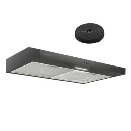 Stainless Steel Under Cabinet Range Hood Vent Cooking 230 CFM Kitchen 3 Speed Cooker Hood (Option: black30inch)