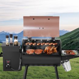 Wood Pellet Grill Smoker Outdoor Electric BBQ Grills 456 Sq.in Cook Area (Option: Black)