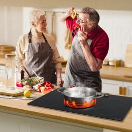 9200W 5 Burner Induction Cooktop Electric Countertop Burner Knob Control (Option: Black)