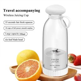 350ml Electric Juicer Blender Mini Portable Blender Bottle USB Rechargeable Fruit Mixers Juicers Multifunction Juice Maker Machine Food Milkshake (Color: White)